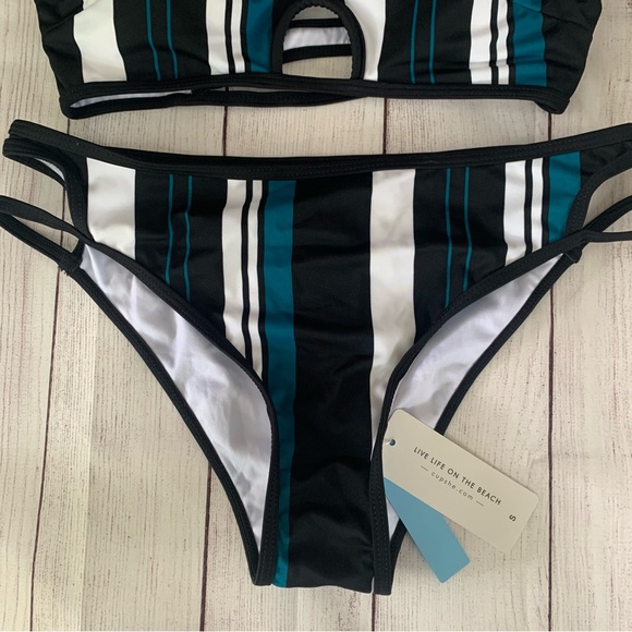 Cupshe Two Piece Swimsuit Striped Women’s US Small NEW - Picture 3 of 10